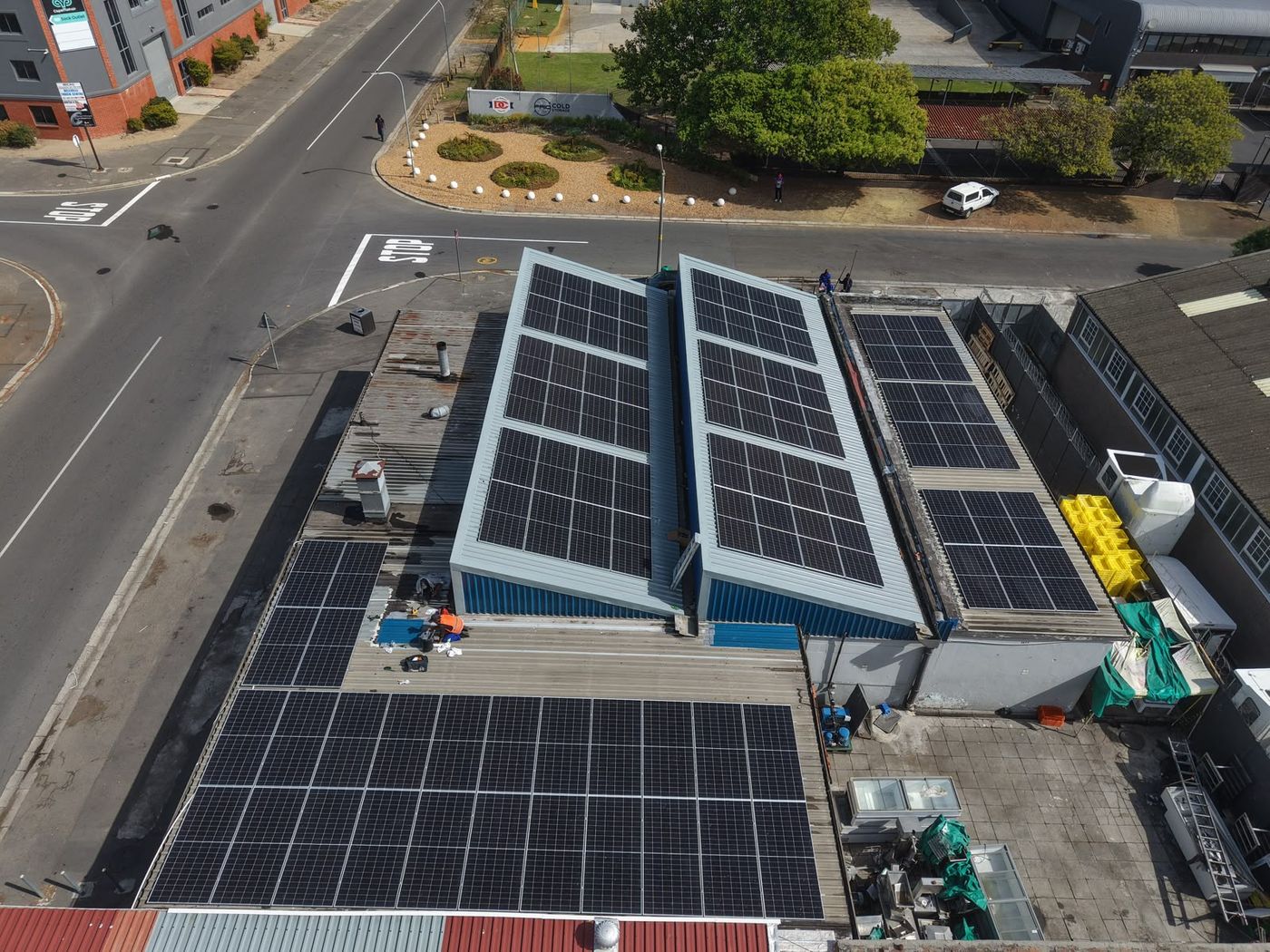 Factory roof sealed before solar panels went on