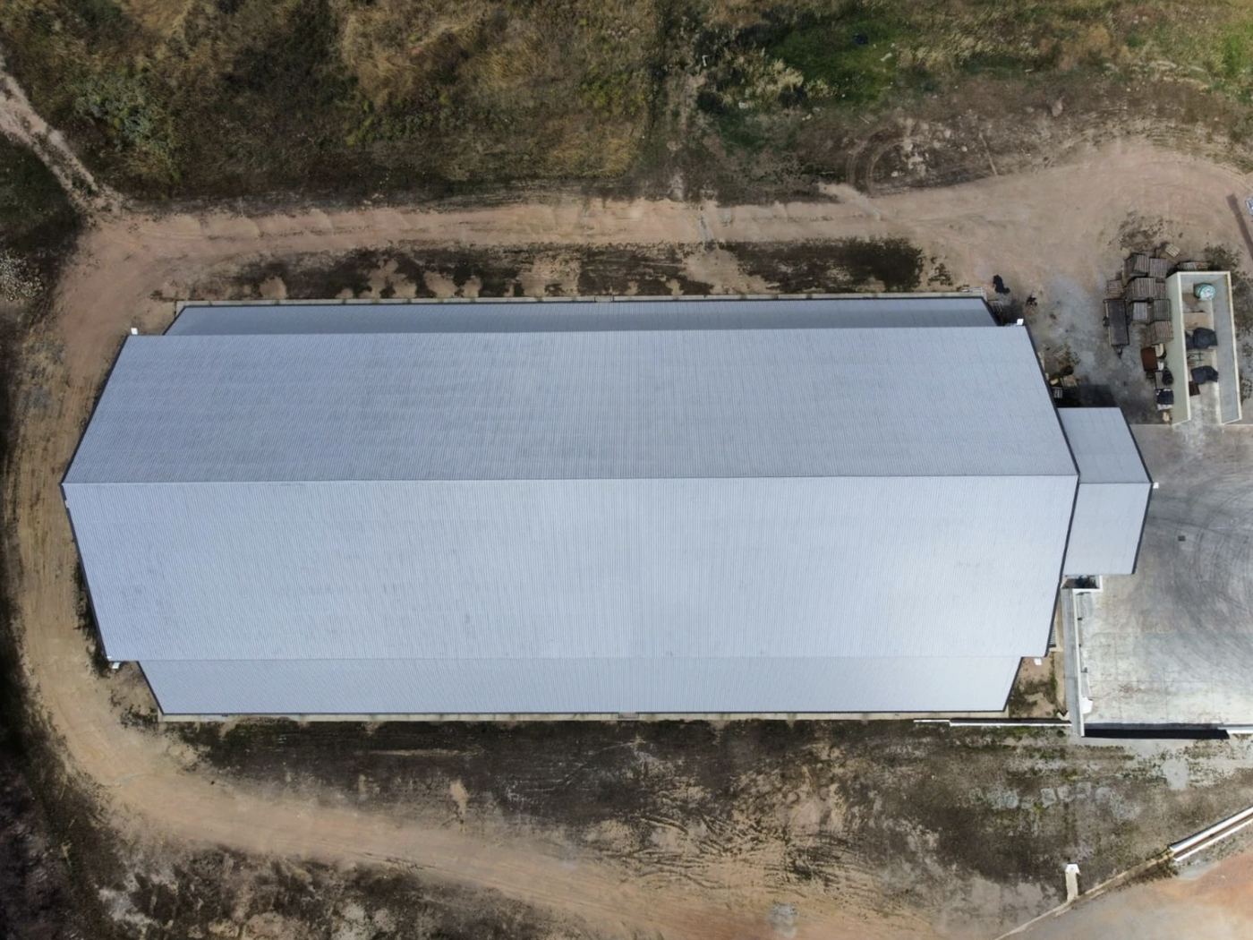 Top-down view of an encapsulated hangar